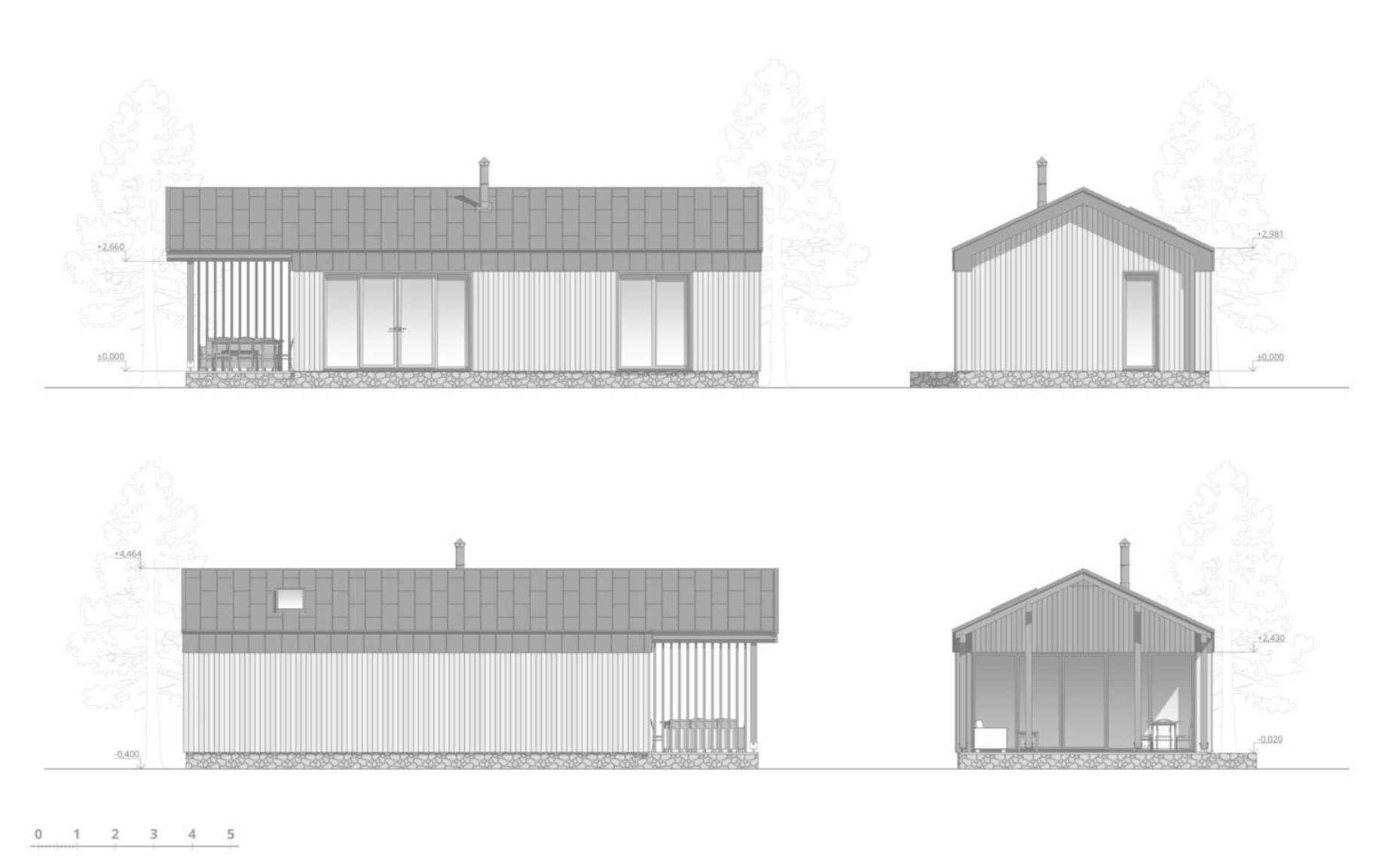 Galatea Barn House architectural floor plan — 56 m², 2 bedrooms