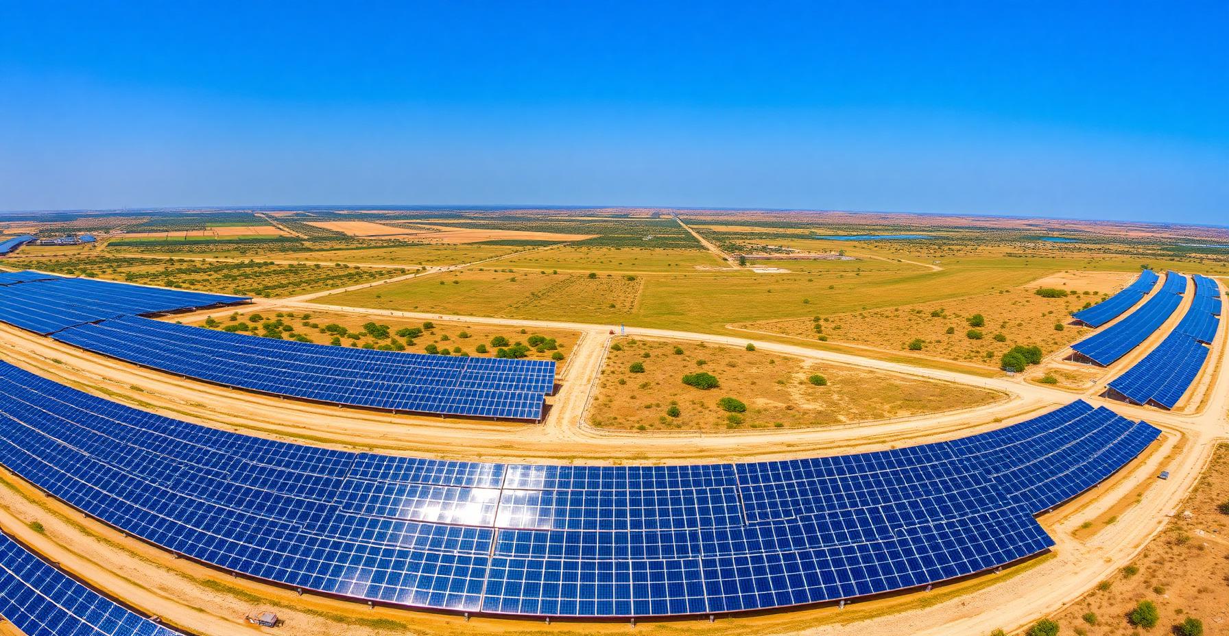 Aerial view of a large solar photovoltaic park in Cyprus.